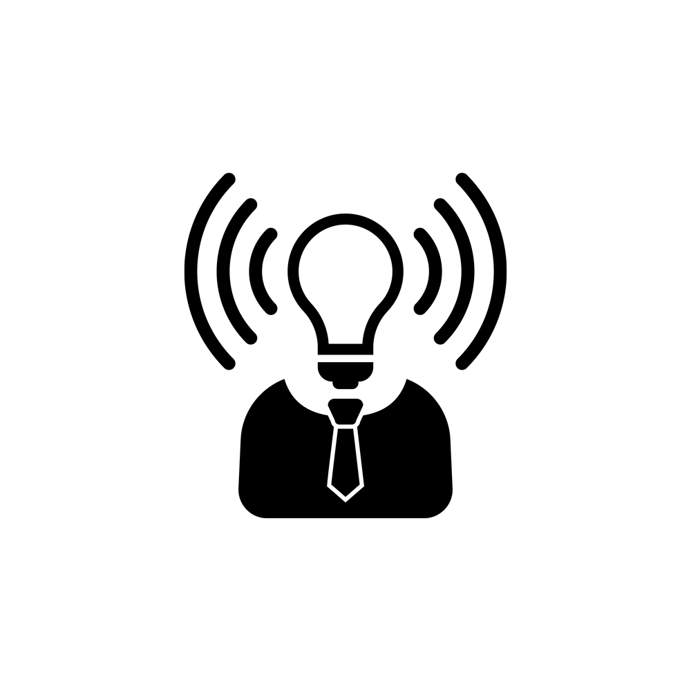 icon with a bulb as a head, lights up